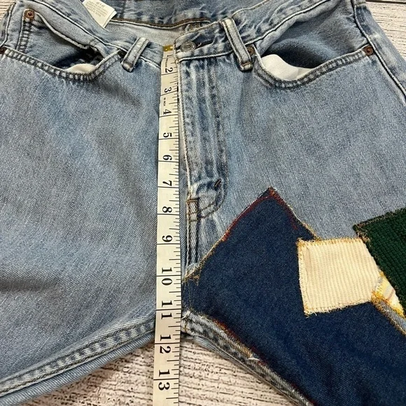 Vintage Levi’s 505 Upcycled Patchwork Distressed Denim Jeans Size 34 - Picture 11 of 15